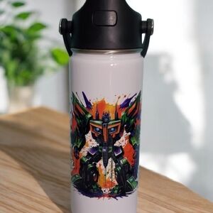 18 oz White Water Bottle Transformers Stainless Steel